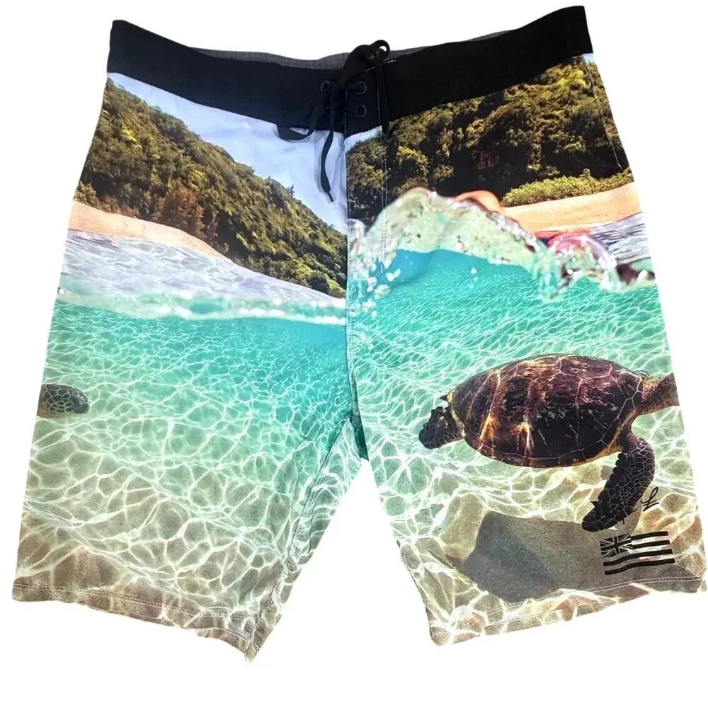 Hurley Phantom Clark Little Sea Turtle Board Shorts Mens SZ 32 Swim Trunks Beach